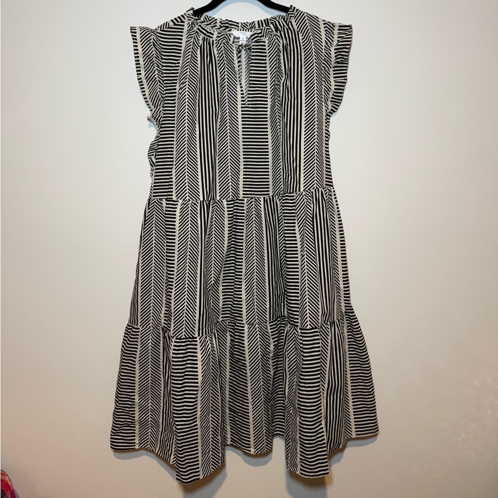 Time and Tru Black and White Striped Womens Dress